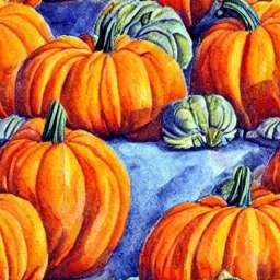 Realistic Pumpkins on Blue Table Mat free seamless pattern