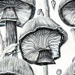 Mushroom Cap Underside Pencil Drawing Pattern free seamless pattern