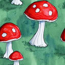 Red Mushrooms free seamless pattern