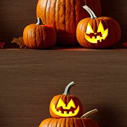 Several Carved Pumpkins on Halloween, Dark Background free seamless pattern