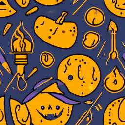 Abstract Yellow Ghosts On Blue Background free seamless pattern