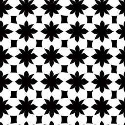 Black Ornaments on White Background free seamless pattern
