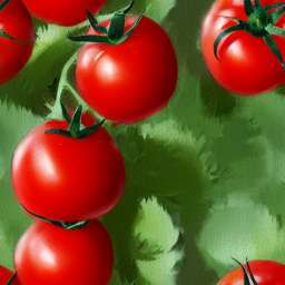 Cherry Tomatoes on Green Background free seamless pattern