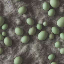Small Green Eggs on Cobweb Background free seamless pattern