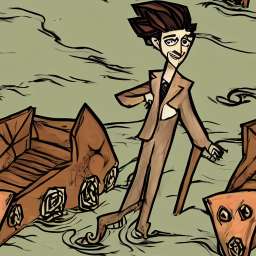 Cartoonish Ferryman on a River Next to a Boat free seamless pattern