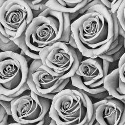 White Petal Rose Flowers Drawing free seamless pattern