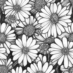 Daisy Flowers Pencil Drawing free seamless pattern