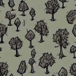 Trippy Trees Pencil Drawing free seamless pattern