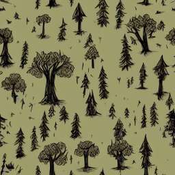 Trippy Trees Pencil Drawing free seamless pattern