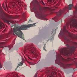 Red Rose On White Background Pastel Painting free seamless pattern