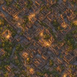 Medieval Town Isometric View Cobble Stone Streets DnD free seamless pattern
