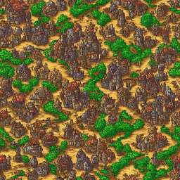 Isometric Map of In-Game Settlement With Rocky Walls free seamless pattern