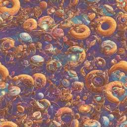 Abstract Futuristic Doughnut Galaxy Painting free seamless pattern
