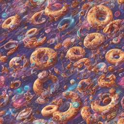 Abstract Futuristic Doughnut Galaxy Painting free seamless pattern
