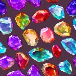 Colorful Gems Game Asset free seamless pattern