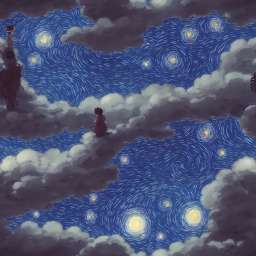 A Starry Night Painting free seamless pattern