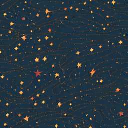 A Starry Night, Space With Stars Doodle free seamless pattern