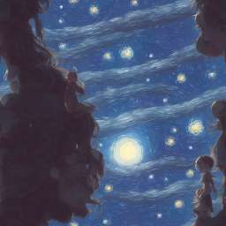 A Starry Night Painting free seamless pattern