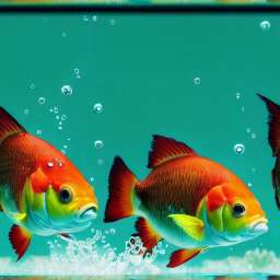 Colorfull Fish Swimming in Water - Aquarium Fish free seamless pattern