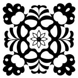 Black &amp; White Floral Symmetrical Line Drawing free seamless pattern